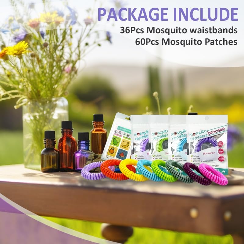 BuggyBands 36 Pack Mosquito Repellent Bracelets, Individually Wrapped DEET-Free Insect & Bug Repellent Wrist Bands with 60 Pack Mosquito Patches for Kids & Adults Outdoor Camping Fishing Traveling - Image 3